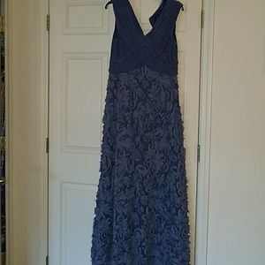 Blue stretch long evening dress